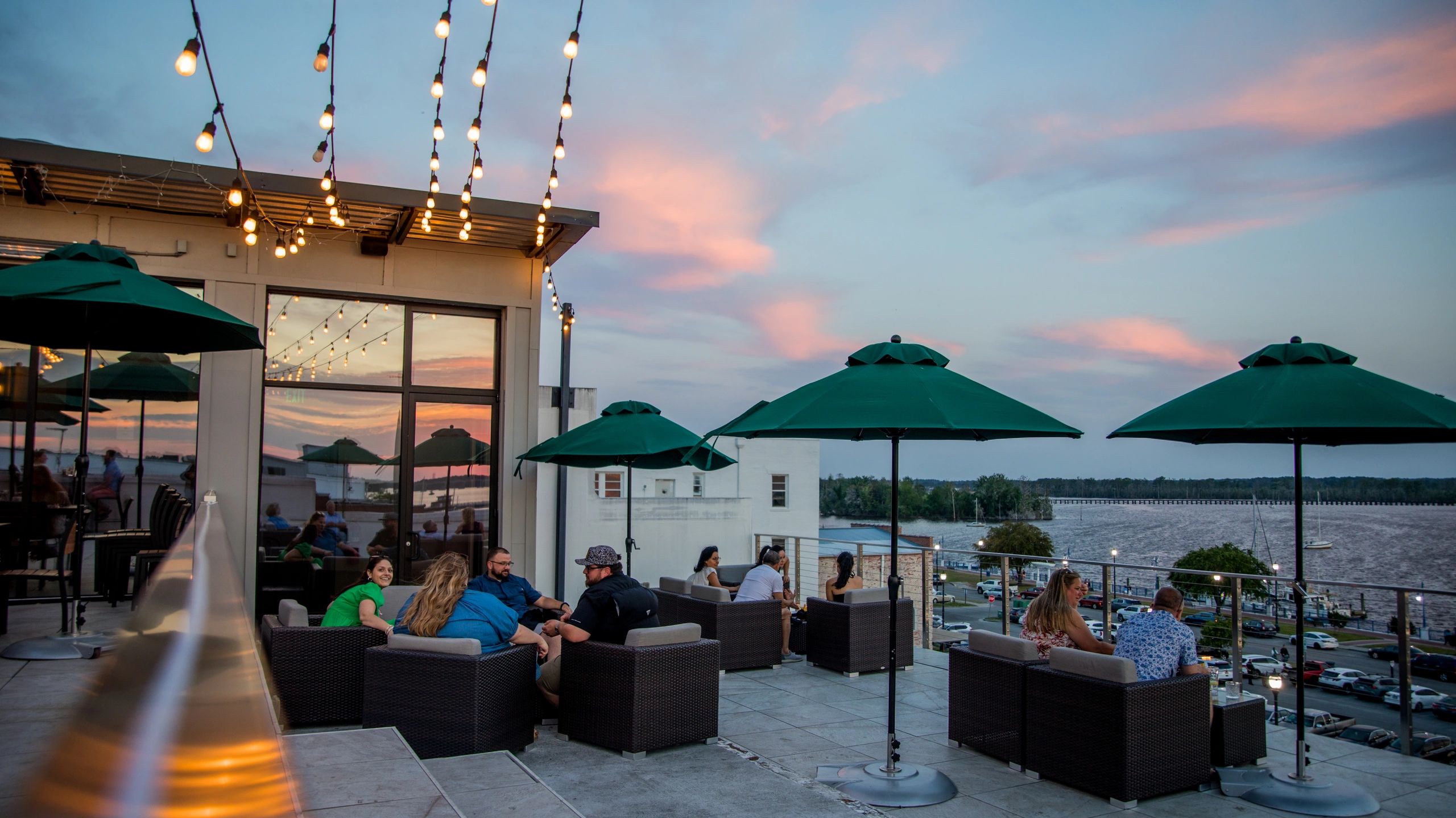 Rooftop waterfront dining